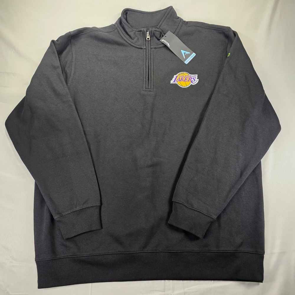 Antigua Los Angeles Lakers Mens XL Quarter Zip Pullover Black Bibigo Logo HB62